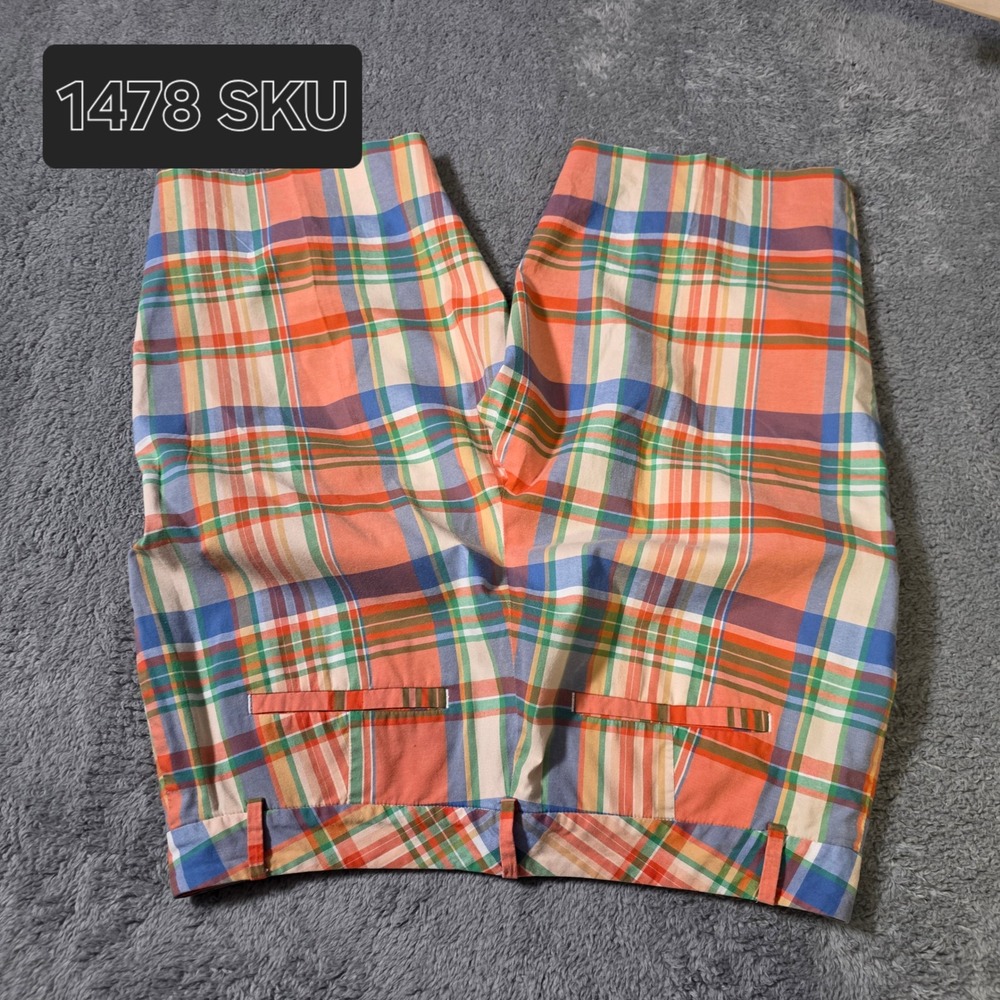 Lauren Active Womens 8 Shorts Multi Color Plaid Madras Cotton Stretch Bermuda - Picture 8 of 8